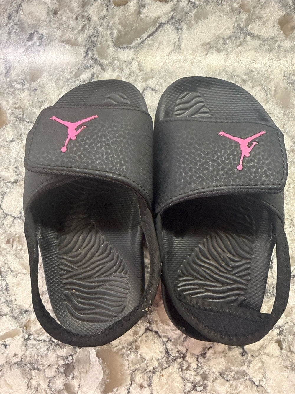 Jordan Black Slides with Pink Jumpman Logo